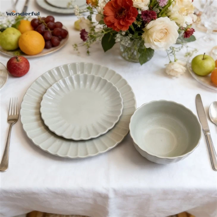 Wonderful Sage Green Fluted Ceramic Dinnerware best